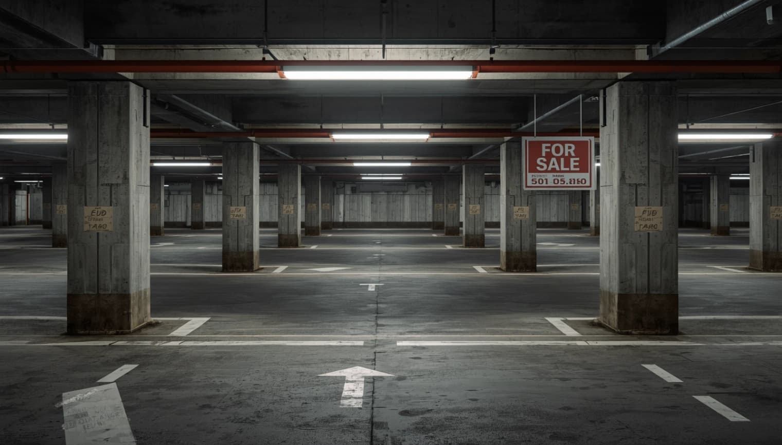 Place de parking à vendre signalée par un panneau à vendre